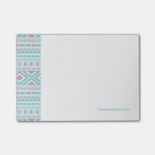 Blauwgroen en roze Aztec - tribaal patroon Post-it® Notes