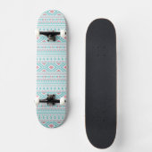 Blauwgroen en roze Aztec - tribaal patroon Skateboard (Voorkant)