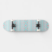 Blauwgroen en roze Aztec - tribaal patroon Skateboard (Horizontaal)