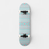 Blauwgroen en roze Aztec - tribaal patroon Skateboard (Voorkant)