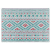 Blauwgroen en roze Aztec - tribaal patroon Snijplank (Voorkant)