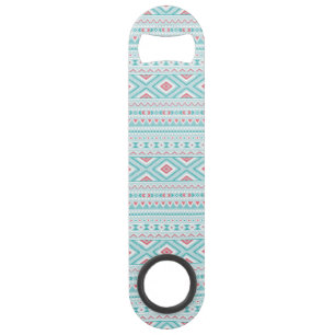 Blauwgroen en roze Aztec - tribaal patroon Speed Flessenopener