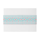 Blauwgroen en roze Aztec - tribaal patroon Uitnodigingen Wikkel (Achterkant Voorbeeld)