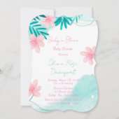 Blauwgroen en roze Baby in het Baby shower Bloom Kaart (Voorkant)