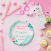 Blauwgroen en roze Baby in het Baby shower Bloom Papieren Bordje (Feest)