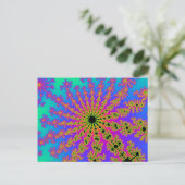Blauwgroen en roze barst briefkaart (Staand voorkant)