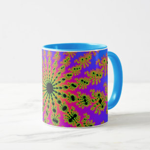Blauwgroen en roze barst mok