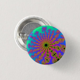 Blauwgroen en roze barst ronde button 3,2 cm
