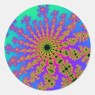 Blauwgroen en roze barst ronde sticker