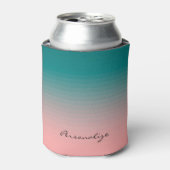 Blauwgroen en roze blikjeskoeler (Blikje Voorkant)