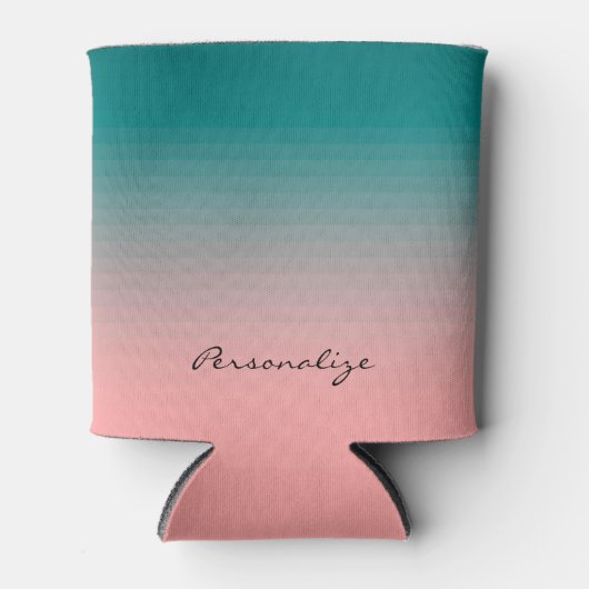 Blauwgroen en roze blikjeskoeler (Voorkant)