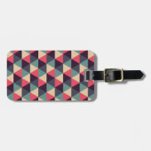 Blauwgroen en roze driehoekspatroon bagagelabel (Voorkant horizontaal)