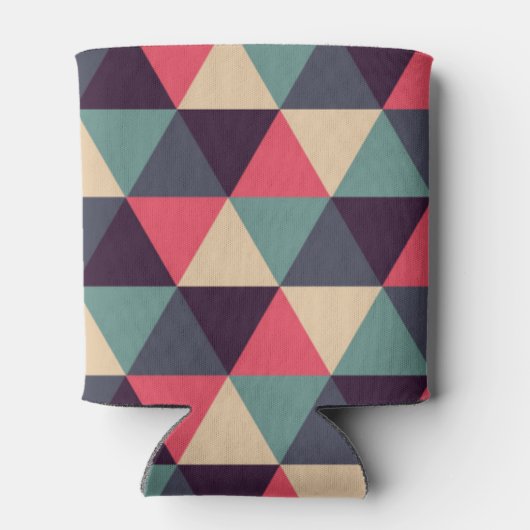 Blauwgroen en roze driehoekspatroon blikjeskoeler (Achterkant)