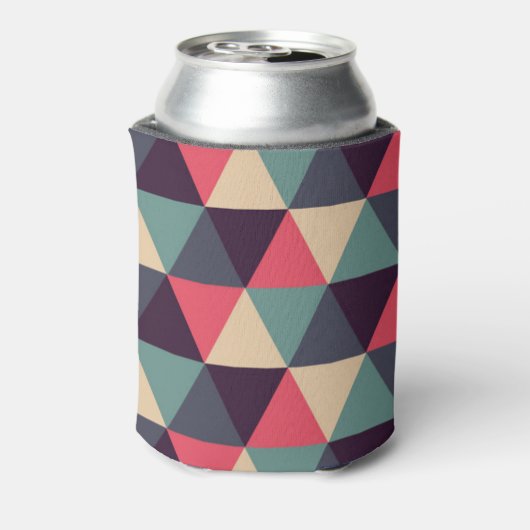 Blauwgroen en roze driehoekspatroon blikjeskoeler (Blikje Achterkant)