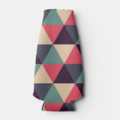 Blauwgroen en roze driehoekspatroon flesjeskoeler (Voorkant)