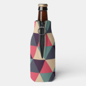 Blauwgroen en roze driehoekspatroon flesjeskoeler (Fles Achterkant)