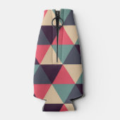 Blauwgroen en roze driehoekspatroon flesjeskoeler (Achterkant)