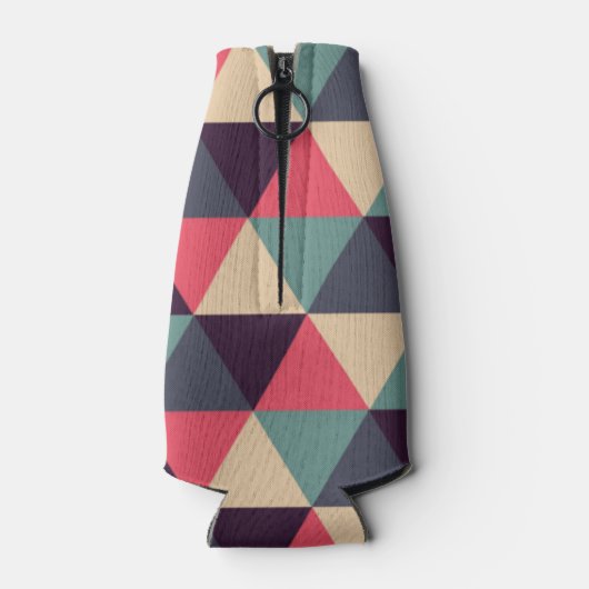 Blauwgroen en roze driehoekspatroon flesjeskoeler (Achterkant)