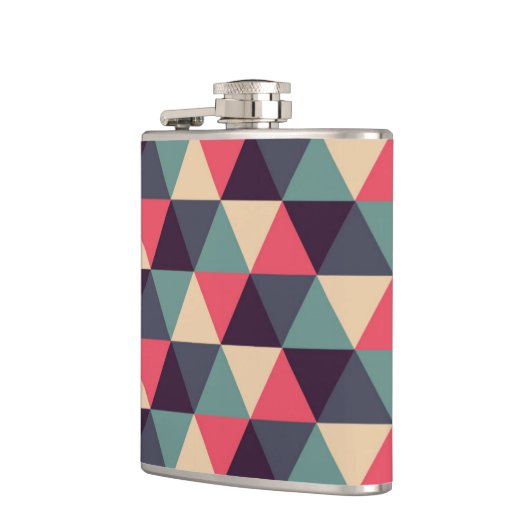 Blauwgroen en roze driehoekspatroon heupfles (Links)