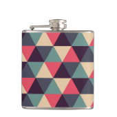 Blauwgroen en roze driehoekspatroon heupfles (Voorkant)