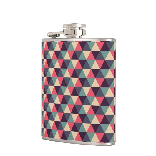 Blauwgroen en roze driehoekspatroon heupfles (Links)