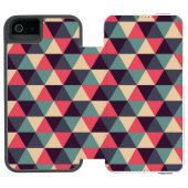 Blauwgroen en roze driehoekspatroon incipio iPhone portemonnee hoesje (Agenda Open)