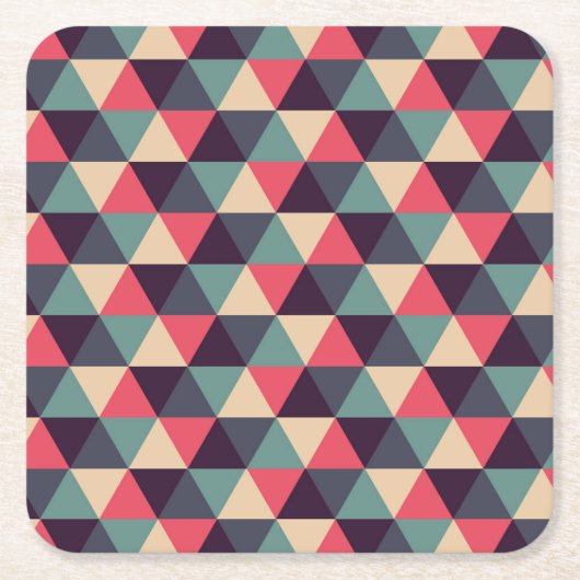 Blauwgroen en roze driehoekspatroon kartonnen onderzetters (Voorkant)