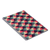 Blauwgroen en roze driehoekspatroon notitieboek (Rechterzijde)