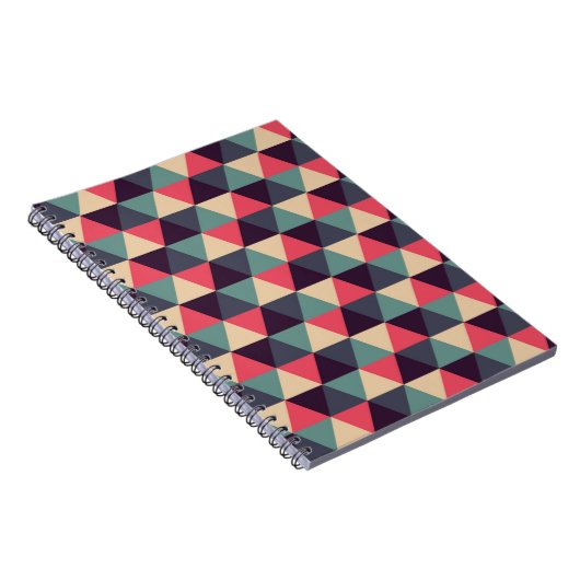Blauwgroen en roze driehoekspatroon notitieboek (Rechterzijde)