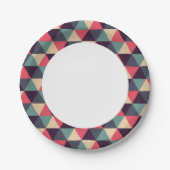 Blauwgroen en roze driehoekspatroon papieren bordje (Voorkant)