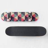 Blauwgroen en roze driehoekspatroon skateboard (Horizontaal)