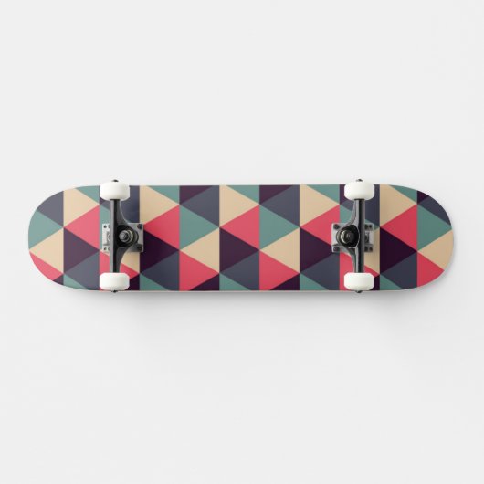 Blauwgroen en roze driehoekspatroon skateboard (Horizontaal)