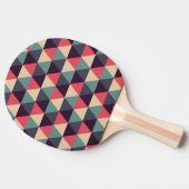 Blauwgroen en roze driehoekspatroon tafeltennisbatje (Zijkant)