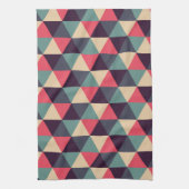 Blauwgroen en roze driehoekspatroon theedoek (Verticaal)