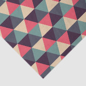 Blauwgroen en roze driehoekspatroon tissuepapier (Detail)