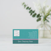 Blauwgroen en roze eenvoudig visitekaartje (Staand voorkant)