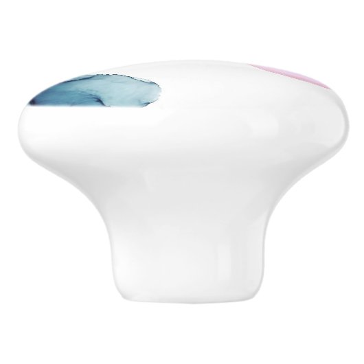 Blauwgroen en roze etheraal inktvisch gras keramische knop (Zijkant)