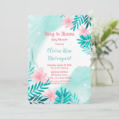 Blauwgroen en roze Floral Baby in Bloom Baby showe Kaart (Staand voorkant)