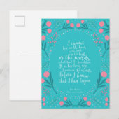 Blauwgroen en Roze Floral Jane Austen Pride en Pre Briefkaart (Voorkant / Achterkant)