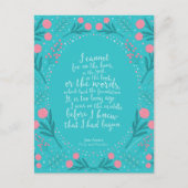 Blauwgroen en Roze Floral Jane Austen Pride en Pre Briefkaart (Voorkant)