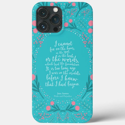 Blauwgroen en Roze Floral Jane Austen Pride en Pre Case-Mate iPhone Case (Achterkant)