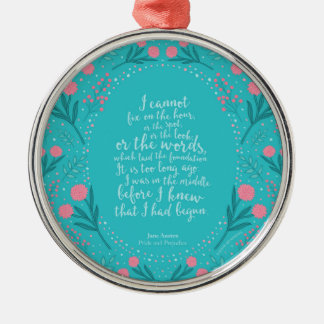 Blauwgroen en Roze Floral Jane Austen Pride en Pre Metalen Ornament