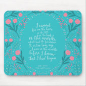 Blauwgroen en Roze Floral Jane Austen Pride en Pre Muismat (Voorkant)