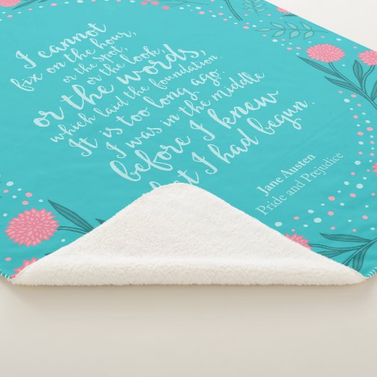 Blauwgroen en Roze Floral Jane Austen Pride en Pre Sherpa Deken (3/4)