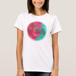 Blauwgroen en Roze Holi Hai Poeder en Handen T-shirt