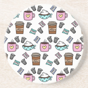 Blauwgroen en roze koffie zandsteen onderzetter