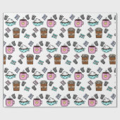 Blauwgroen en roze koffiekreeften cadeaupapier (Vlak)