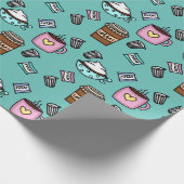 Blauwgroen en roze koffiekreeften cadeaupapier (Hoek)