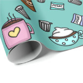 Blauwgroen en roze koffiekreeften cadeaupapier (Rol Hoek)