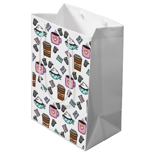 Blauwgroen en roze koffiekreeften medium cadeauzakje (Achterkant Gekanteld)